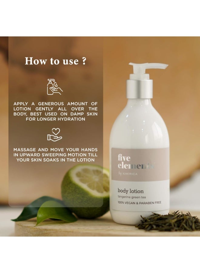 KIMIRICA Five Elements Moisturizing Scented Body Lotion with Tangerine and Green Tea for All Skin Type | Instant Hydration| Vegan and Paraben-Free | for Men & Women | 300ml - Image 3