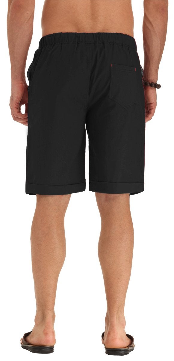 NITAGUT Men's Linen Casual Classic Fit Short (M(US 34-36), 011Black) - Image 5