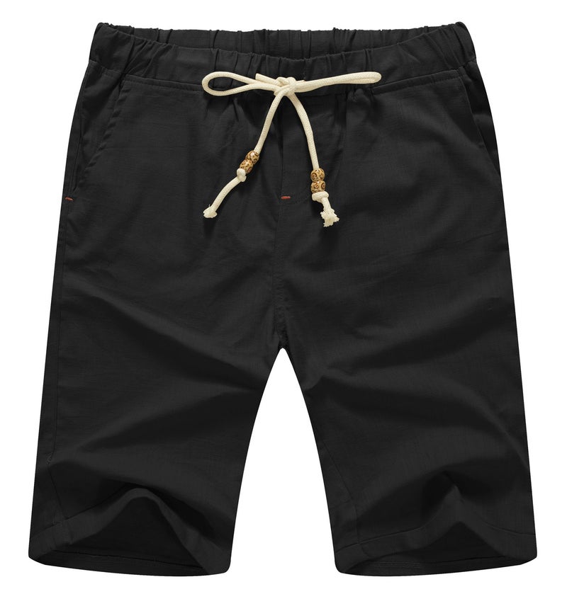 NITAGUT Men's Linen Casual Classic Fit Short (M(US 34-36), 011Black) - Image 2