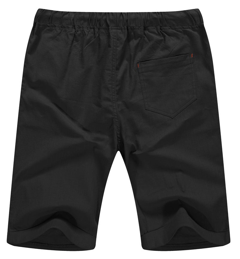 NITAGUT Men's Linen Casual Classic Fit Short (M(US 34-36), 011Black) - Image 3