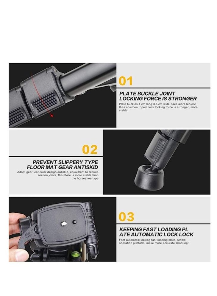 Jmary Professional Aluminium Tripod Monopod for All Mobiles And DSLR Cameras (Black) - Image 3