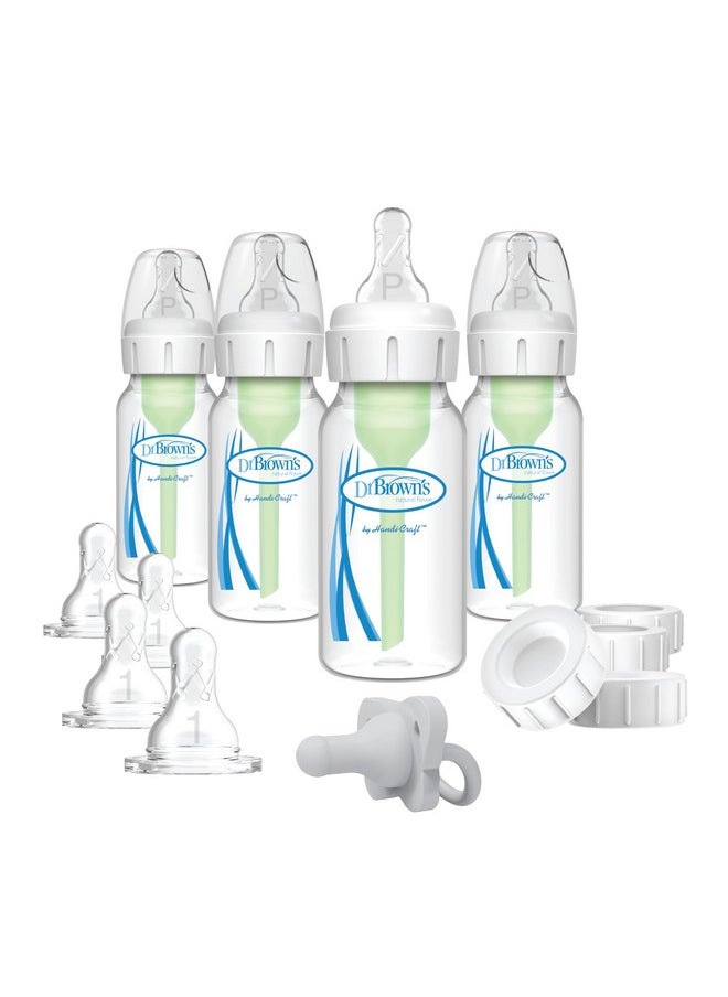 Dr. Brown's - Anti-Colic Breast To Bottle Feeding Set With Slow Flow Nipples, Travel Caps, And Silicone Pacifier - Gray - Image 1