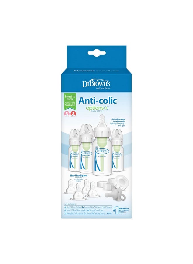 Dr. Brown's - Anti-Colic Breast To Bottle Feeding Set With Slow Flow Nipples, Travel Caps, And Silicone Pacifier - Gray - Image 1