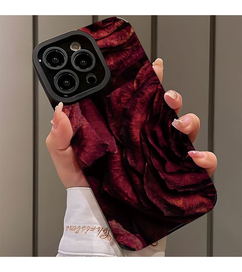 Stylish Red Rose Phone Case For iPhone 15 Pro Mixed Color - Image 3