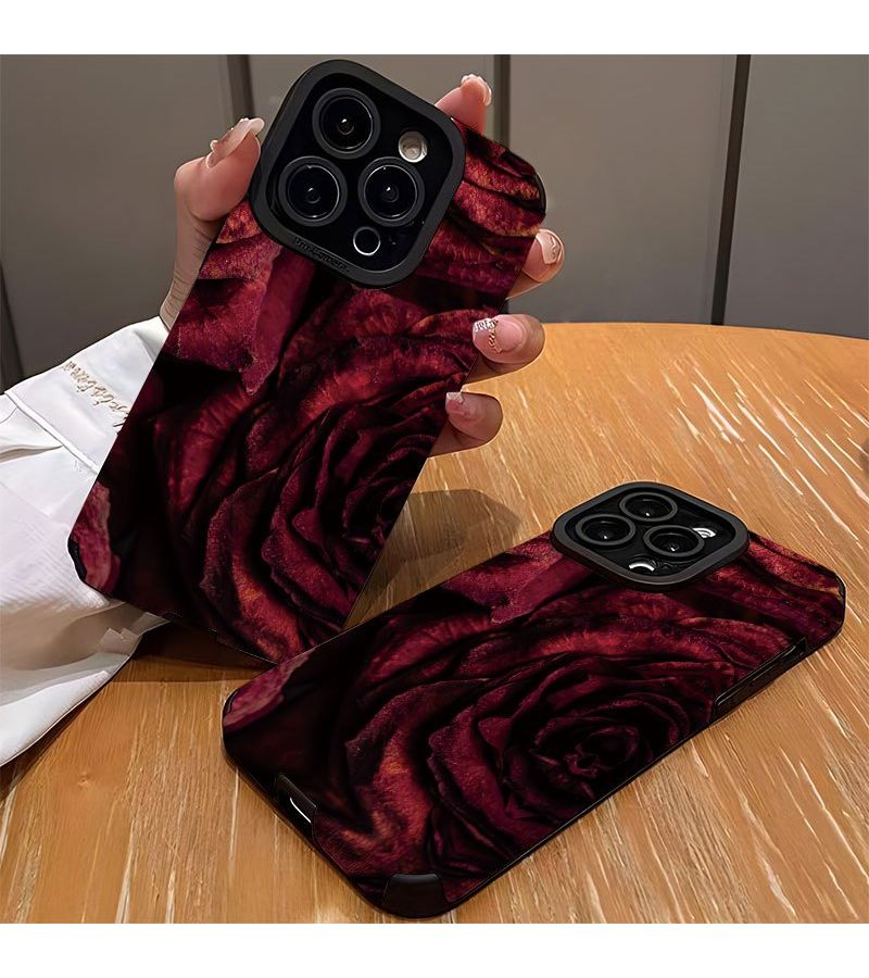 Stylish Red Rose Phone Case For iPhone 15 Pro Mixed Color - Image 2