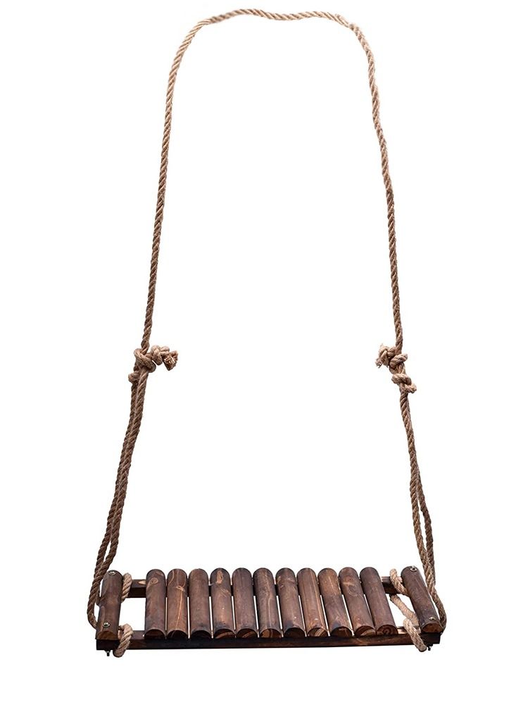 LINGWEI Wooden Swing with Adjustable Rop Swing Seat For Kids Wooden Hanging Swing Seat with Rop Tree Straps Garden Play Swing Seat - Image 4