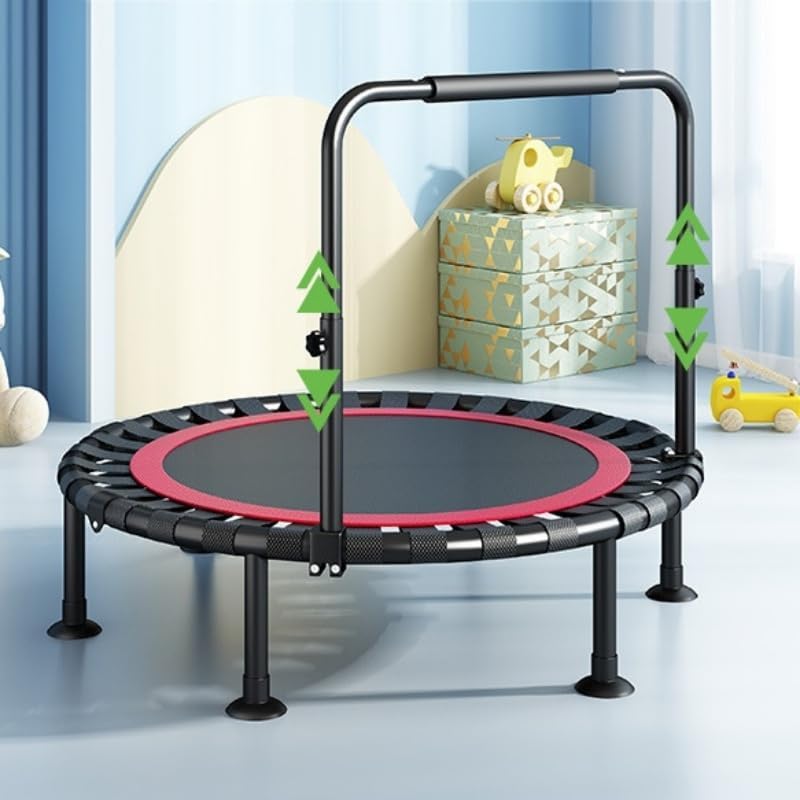 Hlnarkieky-swt 48 Inch Foldable Trampoline for Adults & Kids 500LBS Capacity Exercise Rebounder with Adjustable Handle, Stable Quiet Bouncing Indoor/Outdoor Fitness Trampoline for Weight Loss, Cardio Workout - Image 2