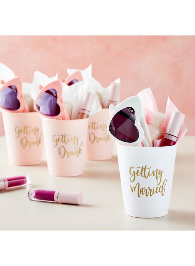 Sparkle and Bash 15 Pack Reusable Bachelorette Party Cups, Plastic Tumblers for Bridal Shower Favors, Getting Married (White Pink, 16 oz) - Image 4