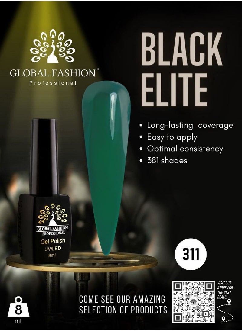 GLOBAL FASHION Global Fashion Black Elite Gel Polish | 132 Colors of Long-Lasting Elegance - 8ml | 311  - Image 2