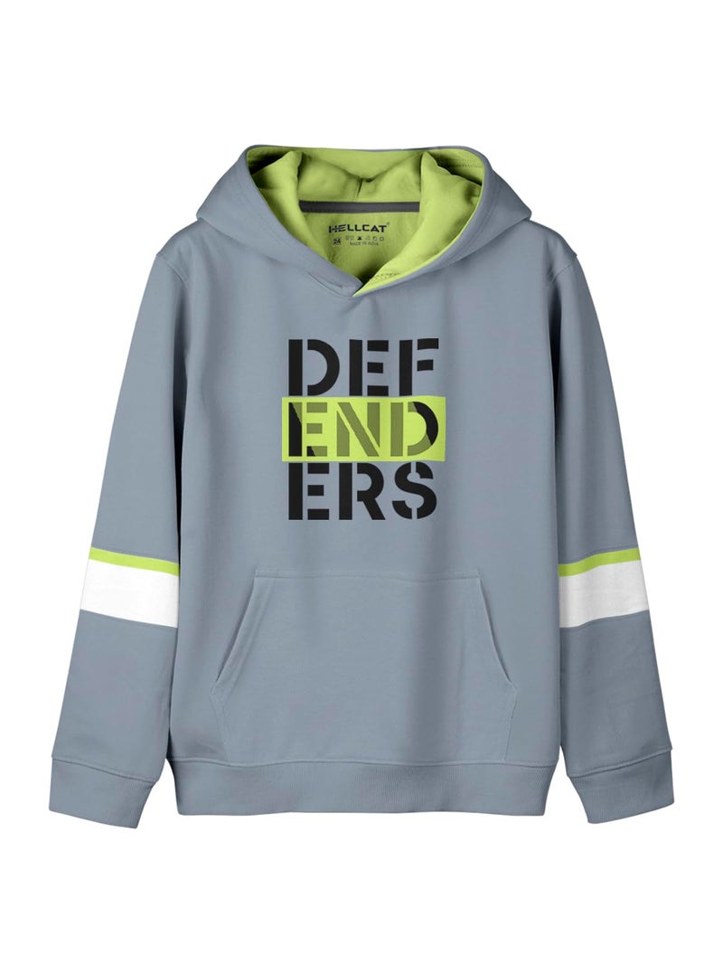 HELLCAT Typography Cotton Blend Hoodie Sweatshirt For Boys, Grey, 15-16 Years - Regular - Image 5