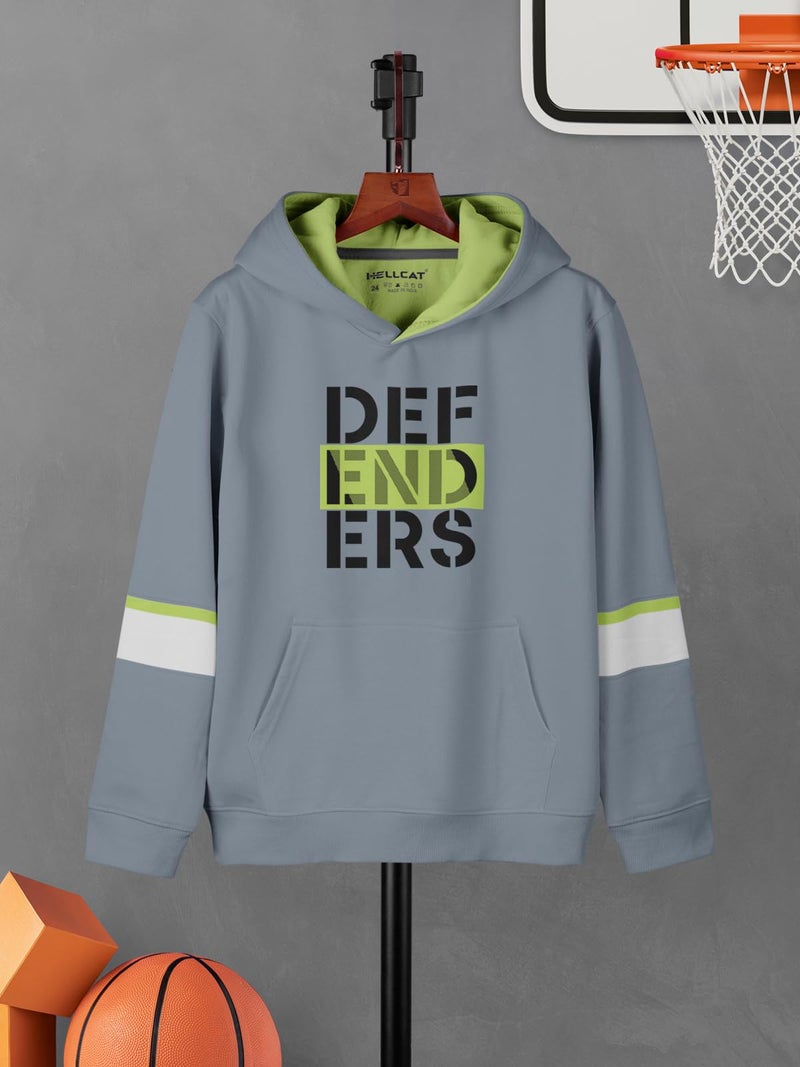 HELLCAT Typography Cotton Blend Hoodie Sweatshirt For Boys, Grey, 15-16 Years - Regular - Image 2