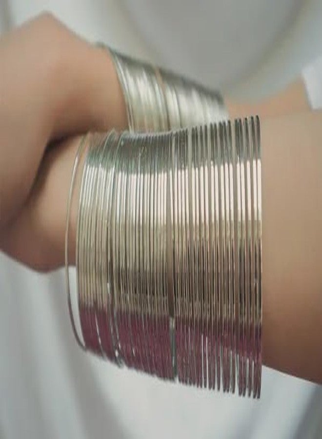 Honbon Traditional Antique Look Plain Metal Bangles Set for Women & Girls Oxidised Simple Bangle Bracelets Slim Chudiya Fancy Chudi Latest Stylish Churi Gift for Women & Girls Set of 48 (2.8) - Image 2