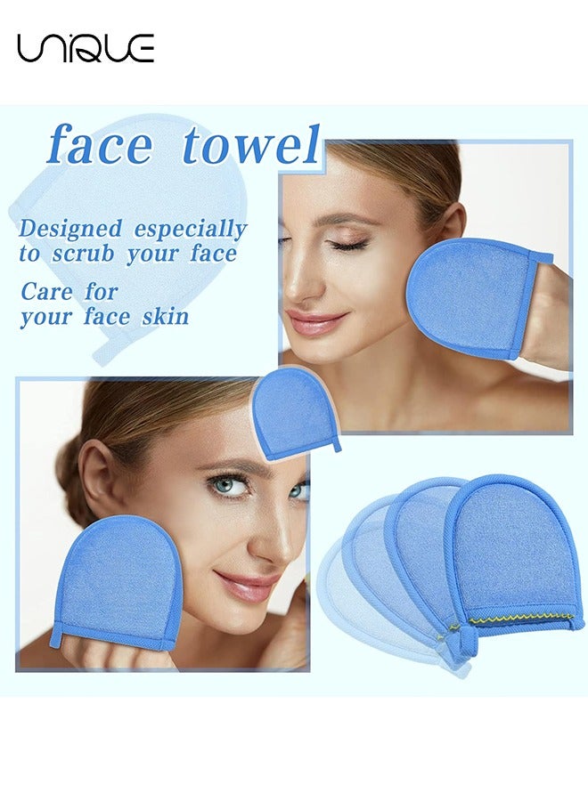 Unique 4 Pcs Exfoliating Glove, Face Scrub and Body Scrub Mitt, Deep Exfoliating Mitt Body Scrub, Dead & Dry Skin Remover Exfoliator Face Scrub Tool, 4 Colors - Image 5