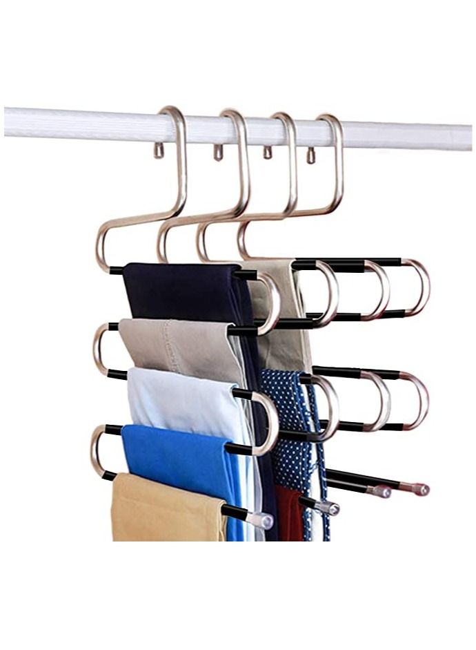 DUSALA Pants Hangers S-Shape Trousers Hangers Stainless Steel Closet Organization Space Saving for Pants Jeans Scarf Ties Towels 4pcs - Image 1