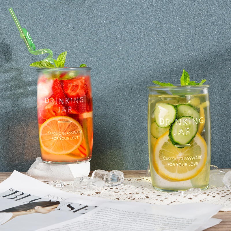 Dingerjar 20 OZ Glass Cup Set of 6, Elegance Modern Simplicity Drinking Glasses Tumblers for Cold Drinks, Cocktails, and Beverages. - Image 5