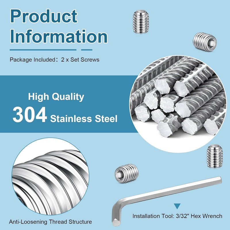 Yaocom 2 Piece RP25620 Set Screw Compatible with Delta Faucet Set Screw #10-32 x 1/4 inch Stainless Steel Allen Head Hexagon Screws - Image 3