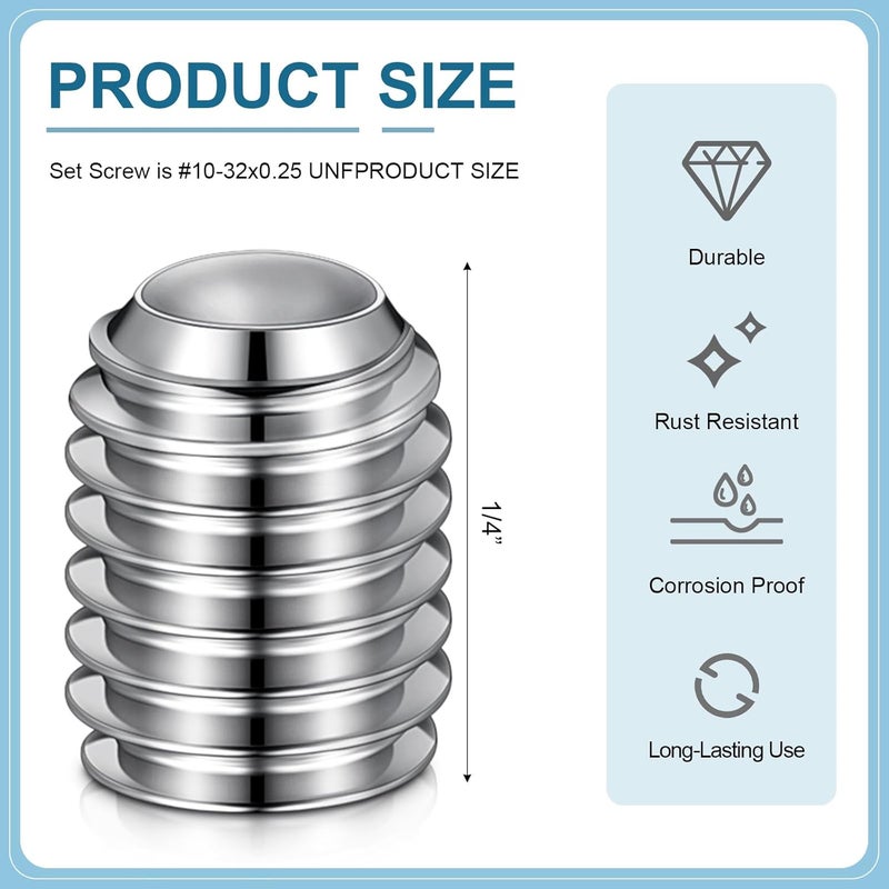 Yaocom 2 Piece RP25620 Set Screw Compatible with Delta Faucet Set Screw #10-32 x 1/4 inch Stainless Steel Allen Head Hexagon Screws - Image 2
