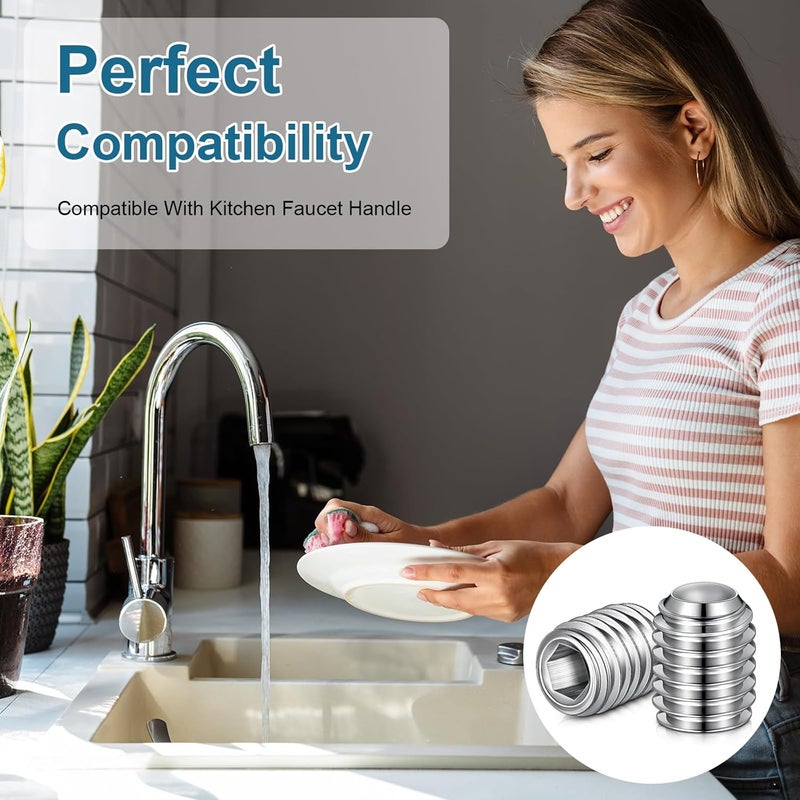 Yaocom 2 Piece RP25620 Set Screw Compatible with Delta Faucet Set Screw #10-32 x 1/4 inch Stainless Steel Allen Head Hexagon Screws - Image 5