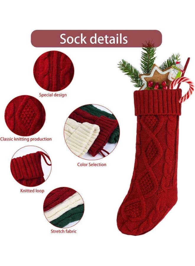 Hanging Stockings, Personalized Large Knitted  Stockings,  Tree Decorations Gifts for  Parties (Length 46cm, 1 Piece） - Image 2