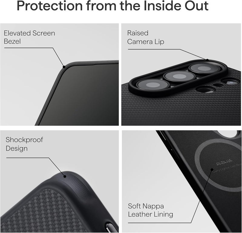PITAKA for 2026 Samsung Galaxy Ultra Case, 6.9 Inch, Compatible with MagSafe, Military Protective 2026 Samsung Galaxy Ultra Case with Aaron Button, Aramid Fiber Woven [Cairn Case - Black/Grey] - Image 5