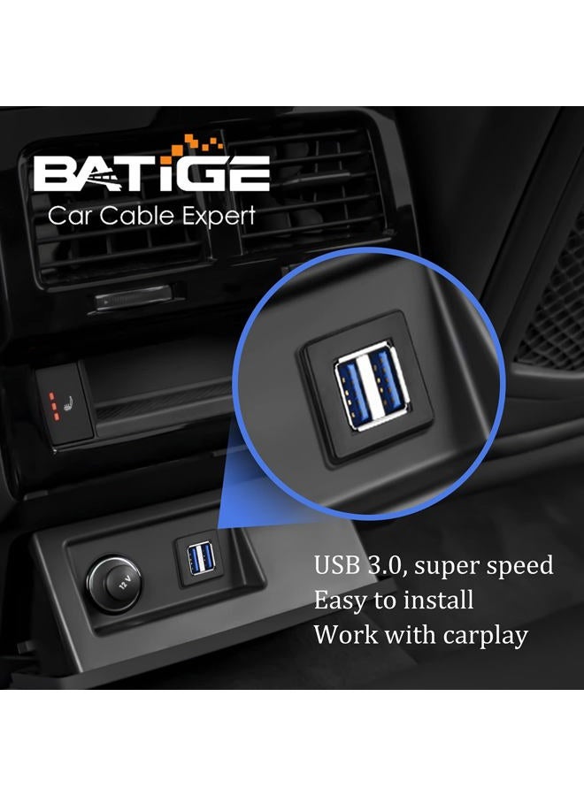 BATIGE Dual Ports Square USB 3.0 Panel Flush Mount Extension Cable with Buckle for Car Truck Boat Motorcycle Dashboard-3ft - Image 2