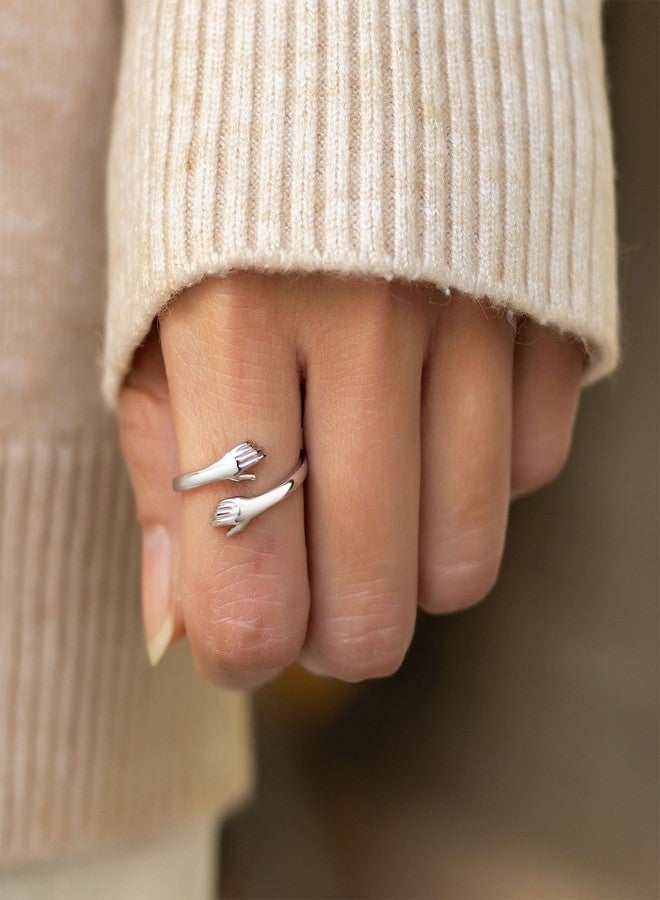 BlingNook Granddaughter Daughter Hug Ring For Hope Rings, Stainless Steel Inspirational Jewelry Engraved Always With You Love You Forever Message Adjustable Non Tarnish Jewelry Birthday Gift Card (LYF(Flower Card)) - Image 4