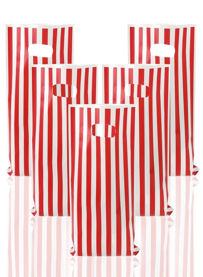 CODOHI Circus Carnival Treat Bags, 50 Pcs Carnival Candy Bags, Red and White Stripe Plastic Goodie Storage Bags for Circus Carnival Party Birthday Favor - Image 1