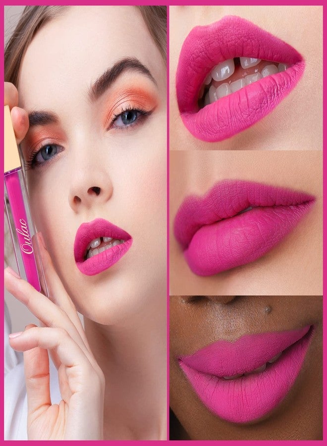 اولاك أحمر شفاه أولاك الوردي غير اللامع للنساء، أحمر شفاه سائل يدوم طويلاً، لون شفاه غني، تغطية كاملة، تركيبة مقاومة للماء مع فيتامين E، نباتي - Image 3