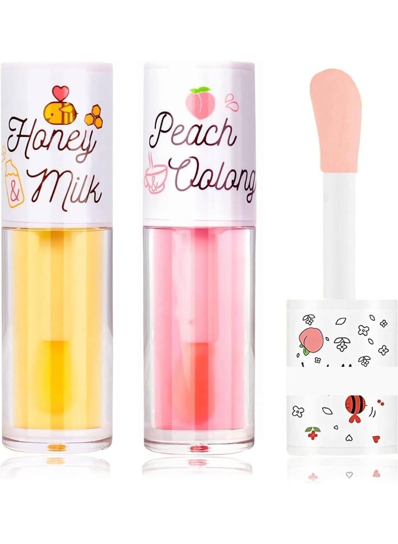 Crystal Jelly Lip Oil – 2 Pcs Hydrating Lip Gloss, Moisturizing Transparent Balm, Plumping Tint Nourishing Glow Oil, Long-Lasting Care for Smooth Shiny Lips - Image 1
