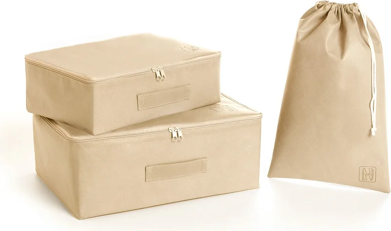 Ocean Home Textile 3-Piece Beige Color Suitcase Organizer Set