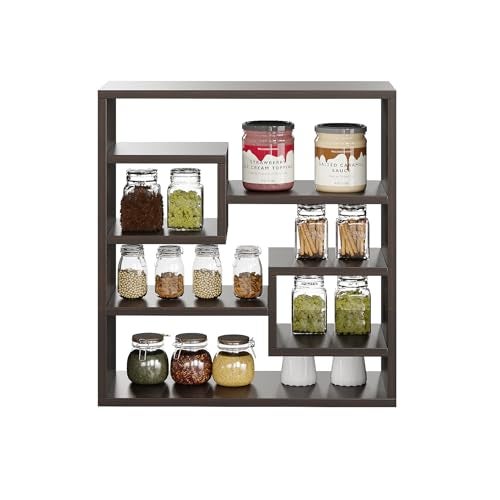 FURNEASER Brian Kitchen Rack Shelf Multipurpose Wooden Wall Mounted Spice Jar Rack Shelves for Kitchen Storage Kitchen Shelf Organizer Kitchen item Containers Hanging Shelves (Wenge) - Image 5