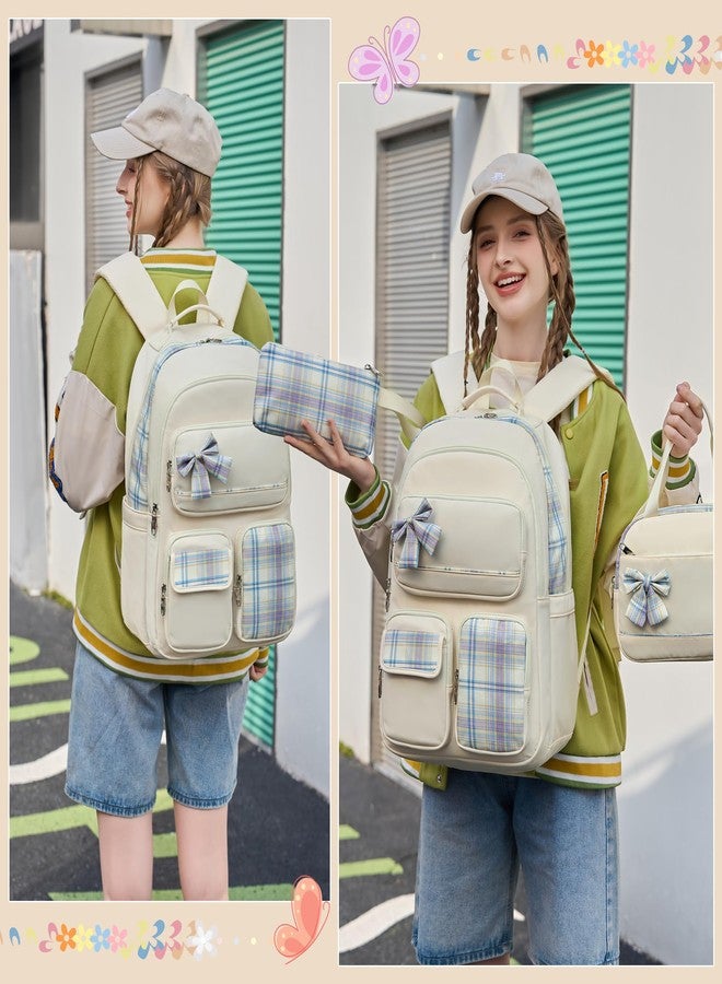 KIDNUO Backpack for Girls,School Backpacks for Teen Cute College Bags for Women Students Large Bookbag 15.6 Laptop School Bag, Off White1, Large, Daypack Backpacks - Image 2