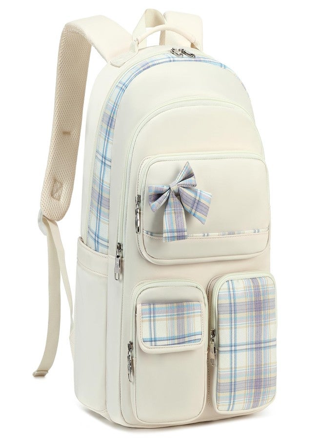 KIDNUO Backpack for Girls,School Backpacks for Teen Cute College Bags for Women Students Large Bookbag 15.6 Laptop School Bag, Off White1, Large, Daypack Backpacks - Image 1