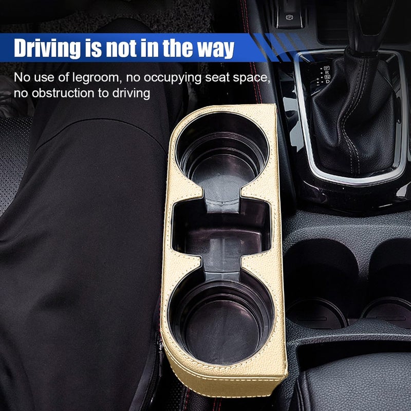 KITUREK Car Cup Holder, Auto Front Seat Organizer, Multifunctional Cup Drink Holders with PU Leather Cover, Gap Filler Storage Box Coin Bucket Console Side Pocket Cell Mobile Phone Holder (Beige) - Image 5