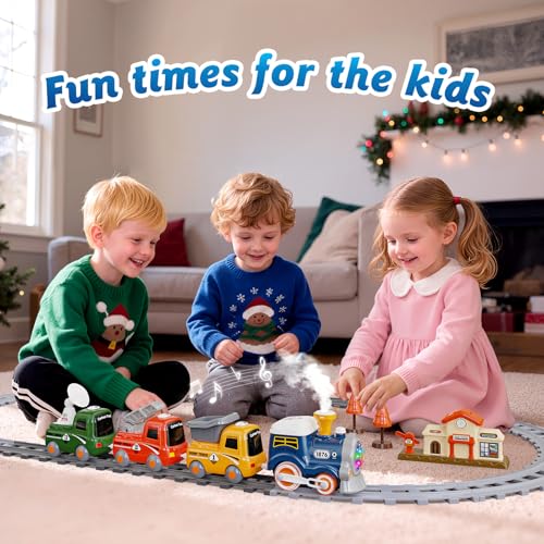 Hot Bee Train Set for Toddlers with Steam Light Up Sound Choo Choo Train Electric Train Set for Toddlers 24 Magnetic Connection Train Toys Birthday Gifts for Boys Girls 3 4 5 6 - Image 5