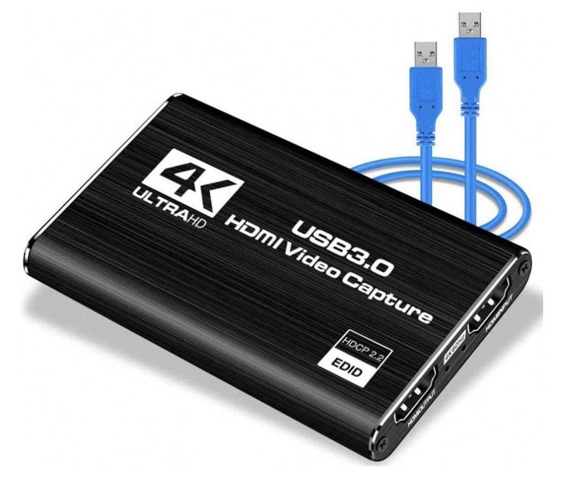 DIGI CORE بطاقة التقاط الفيديو HDMI 4K USB 1080P 60FPS لربط البث، الألعاب والتسجيل، محول التقاط الصوت والفيديو متوافق مع PS5، PS4، Xbox، Nintendo Switch، الكمبيوتر الشخصي واللابتوب، بطاقة التقاط HDMI 4K سوداء - Image 1
