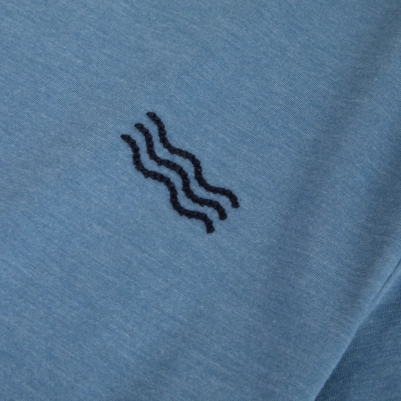 Faguo Arcy Waves - Embroidered Blue T-shirt with upcycled Oyster Shells
