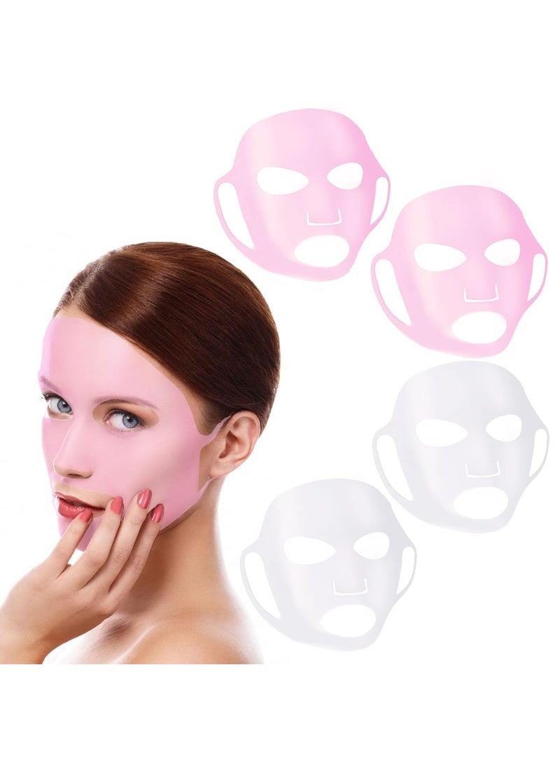 Ideal Swan Ideal Swan 4 Pack Reusable Silicon Anti Mask  Wrinkle Silicone Face Mask Holder for Sheet Masks Moisturizing Facial Mask Cover Prevent Evaporation Beauty Face Tool 