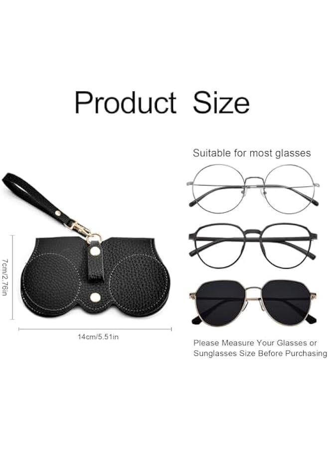 3 Pcs Soft Leather Sunglasses Bag, Portable Glasses Case Holder Sunglasses Pouch with Wrist Strap, Slim Glass Organizer Case - Image 2