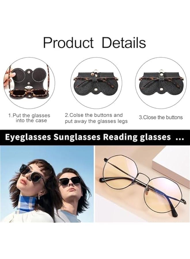 3 Pcs Soft Leather Sunglasses Bag, Portable Glasses Case Holder Sunglasses Pouch with Wrist Strap, Slim Glass Organizer Case - Image 3