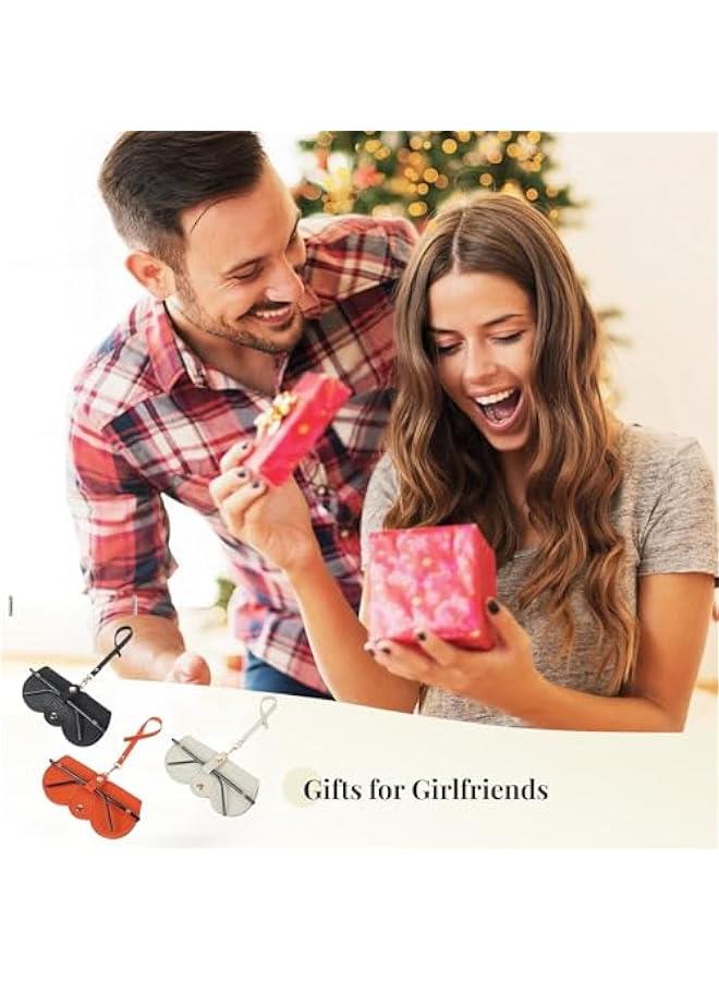 3 Pcs Soft Leather Sunglasses Bag, Portable Glasses Case Holder Sunglasses Pouch with Wrist Strap, Slim Glass Organizer Case - Image 5