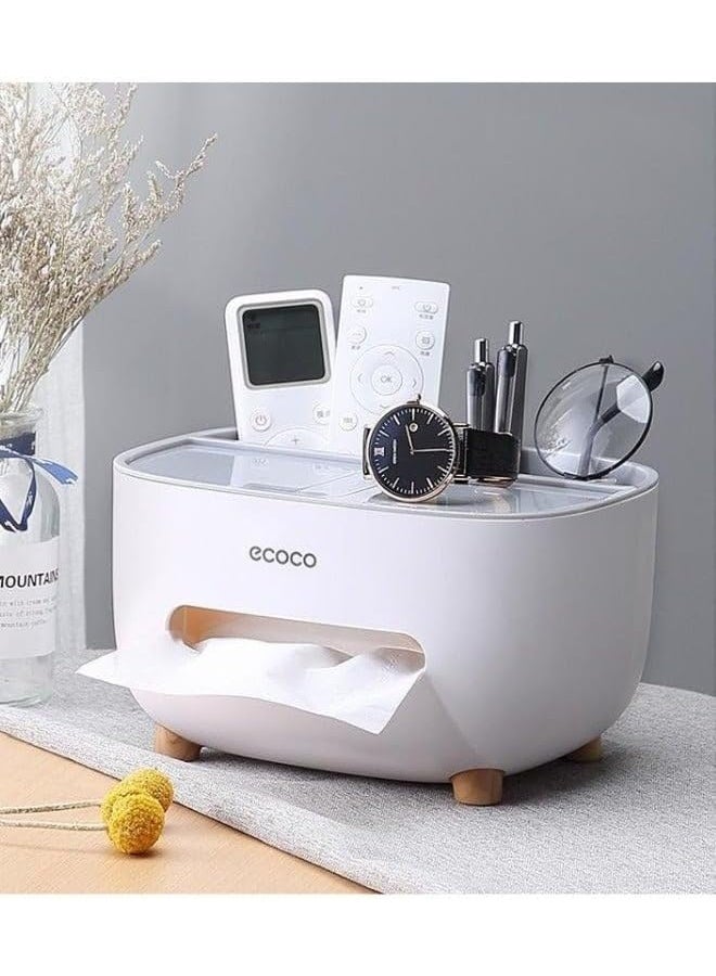 ecoco Tissue Holder, Tissue Box Cover with Storage Space, Desktop Storage Box, Tissue Holder Dispenser Suitable - Image 1