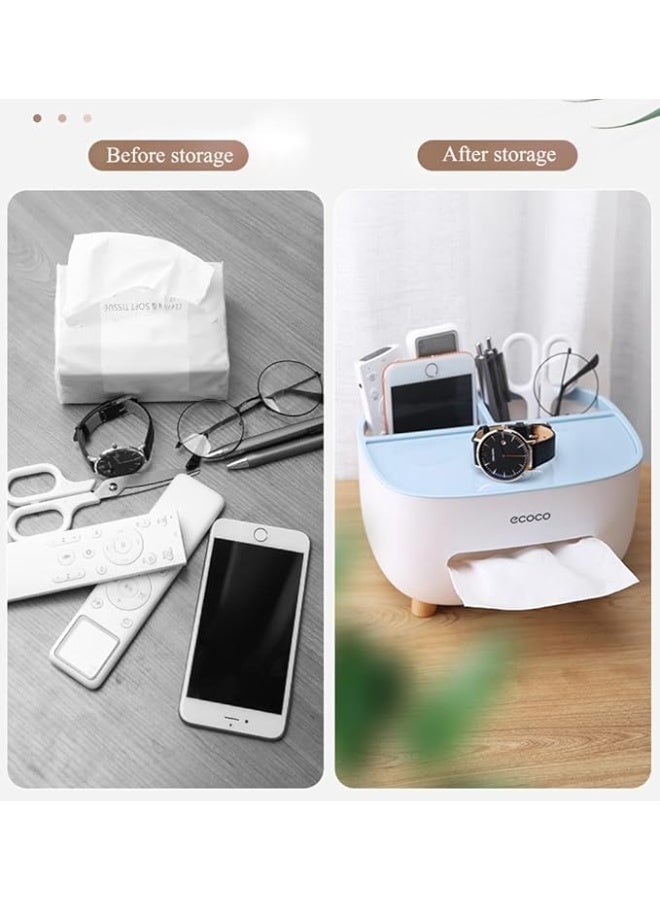 ecoco Tissue Holder, Tissue Box Cover with Storage Space, Desktop Storage Box, Tissue Holder Dispenser Suitable - Image 5