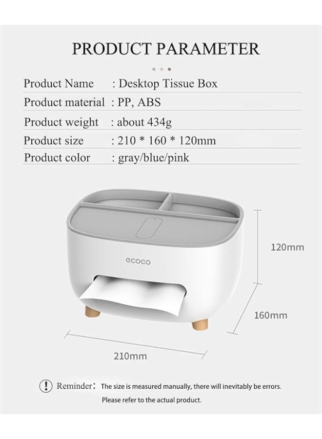 ecoco Tissue Holder, Tissue Box Cover with Storage Space, Desktop Storage Box, Tissue Holder Dispenser Suitable - Image 4