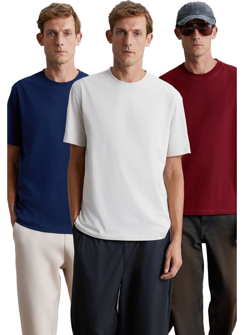 Cultivated Men's 3-Pack Thick Texture Regular 100% Organic Cotton Claret Red/LCVRT/Grey T-shirt - pzsku/Z66A597B346413DFA7748Z/45/_/1741631844/6e8d97ec-7c05-4192-b500-00ad006a645d