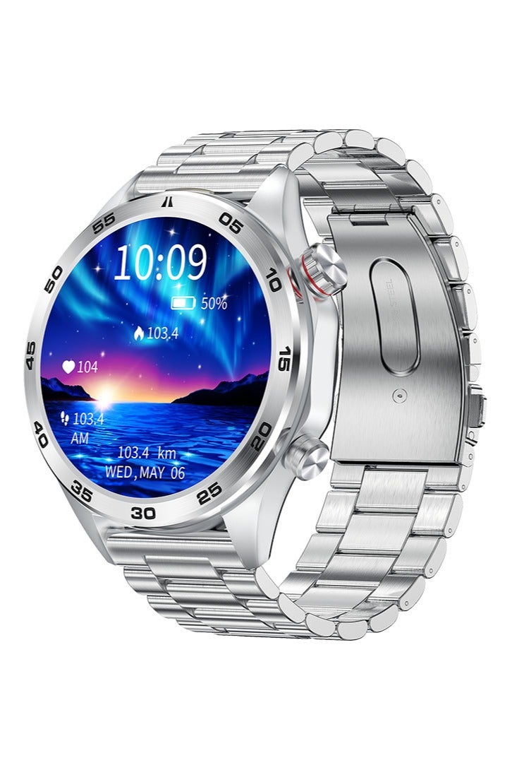 RollsTimi  Men's Bluetooth Smartwatch, 1.52 Inch Full Screen Touch, Sleep Heart Rate Monitoring And Sports Waterproof, Support Multiple Sports Modes And Multiple Language Settings, I118 Silver  - Image 1