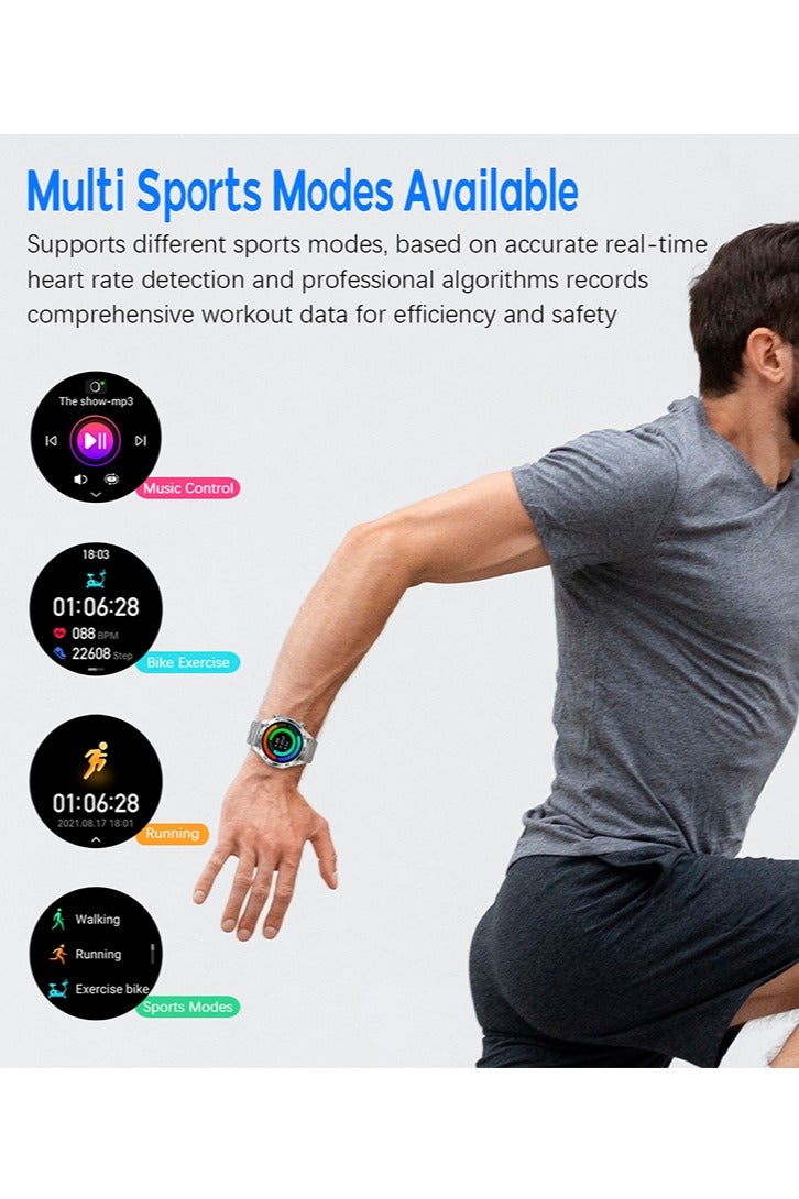 RollsTimi  Men's Bluetooth Smartwatch, 1.52 Inch Full Screen Touch, Sleep Heart Rate Monitoring And Sports Waterproof, Support Multiple Sports Modes And Multiple Language Settings, I118 Silver  - Image 4