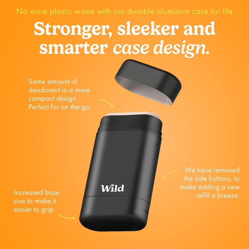 Wild Aluminum Free Deodorant for Men Starter Kit - Refillable Stick Deodorant with Black Applicator Case & Vegan Refill Variety Pack - Fresh Cotton & Sea Salt, Ocean Mist & Thunderstorm Clean Scents - Image 4