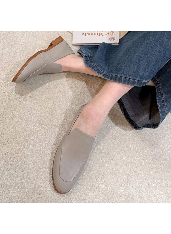Elegant Loafers for Women,Professional Suede & Leather Mix Slip-On Flats with Cushioned Insole,Comfortable & Versatile Leather Shoes - Image 2
