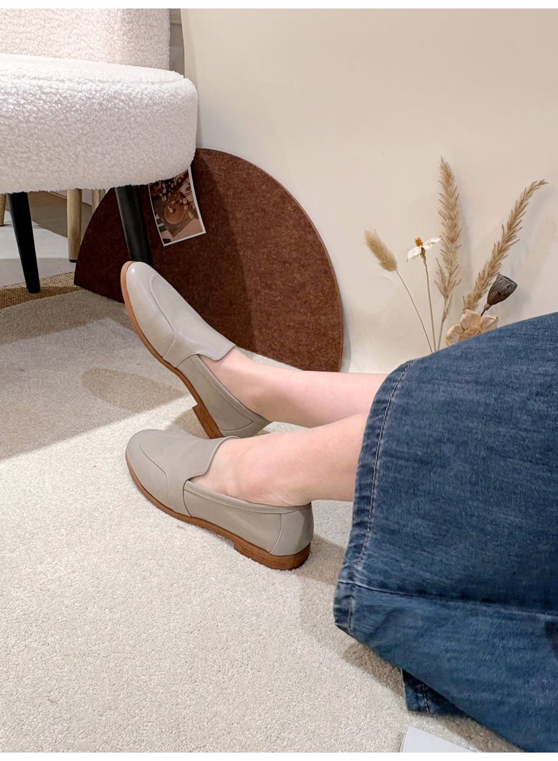 Elegant Loafers for Women,Professional Suede & Leather Mix Slip-On Flats with Cushioned Insole,Comfortable & Versatile Leather Shoes - Image 5